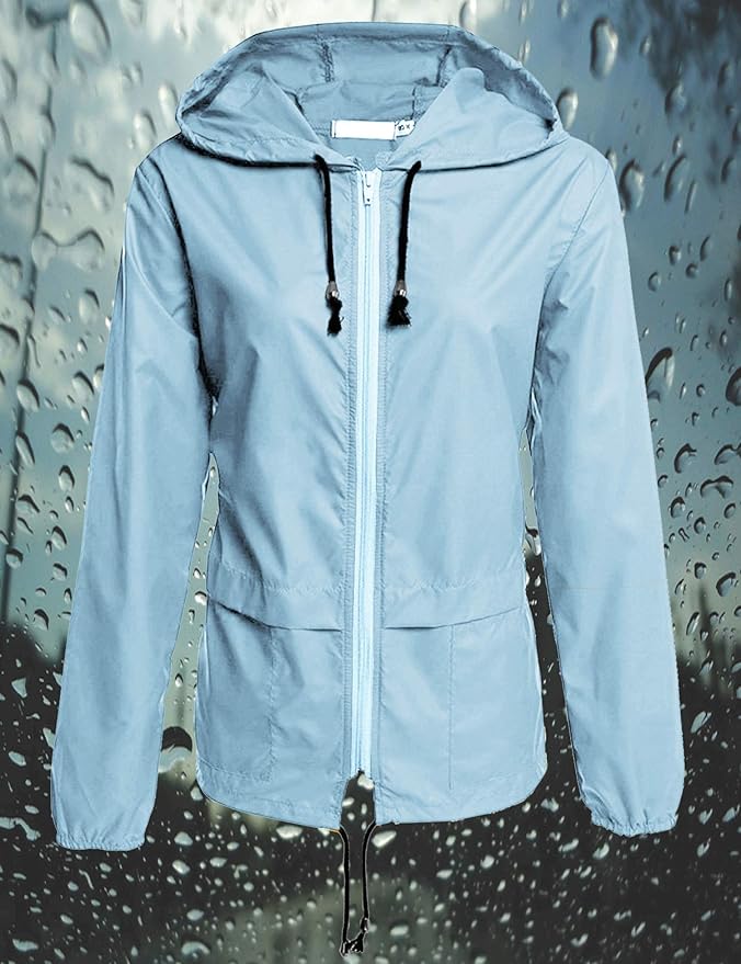 Avoogue Raincoat Women Lightweight Waterproof Rain Jackets Packable Outdoor Hooded Windbreaker