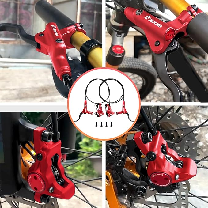 Z00M MTB Hydraulic Disc Brakes Set Mountain Bike Left Front 800mm Right Rear 1450mm Hydraulic Brake Aluminum Alloy Bicycle Disc Brake for E-Bike Fat Bike Road Bike 2 Piston