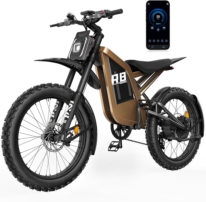 Electric Dirt Bike for Adults, 𝟰𝟬𝟬𝟬𝗪/𝟮𝟬𝟬𝟬𝗪 𝗣𝗲𝗮𝗸 27AH/18.2Ah Off-Road Motorcycle, 35MPH 65+ Mile Range, 19" Fat Tire, Hydraulic Brakes, APP & NFC Control