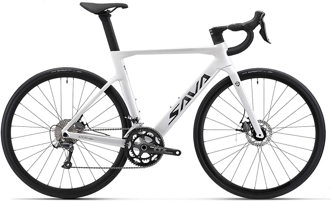 SAVADECK Carbon Disc Road Bike, Integrated Design Racing Bicycle Carbon Frame Carbon Fork with Shimano SORA R3000 Derailleur System 18 Speed Disc Brake Road Bike for Men or Women.