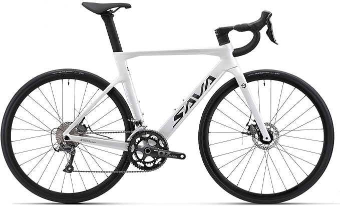 SAVADECK Carbon Disc Road Bike, Integrated Design Racing Bicycle Carbon Frame Carbon Fork with Shimano SORA R3000 Derailleur System 18 Speed Disc Brake Road Bike for Men or Women.