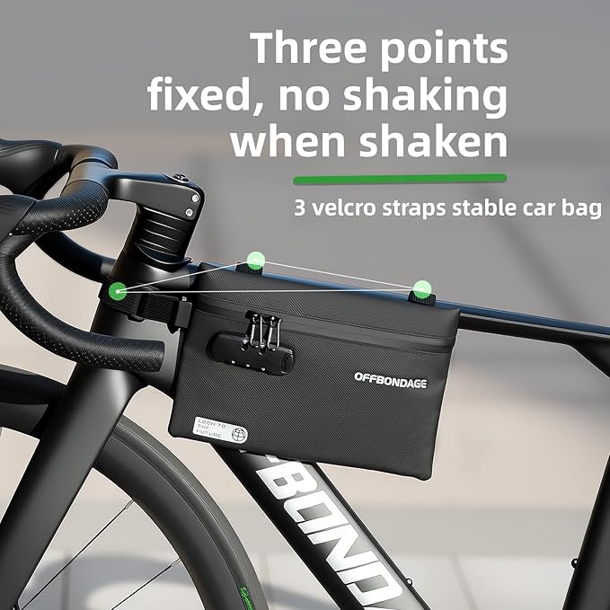 Top Tube Bike Bag for Bicycle with 3-Digit Lock - Water-Resistant Bicycle Frame Bag Secure & Minimalist Bike Pouch Fits Road & Mountain