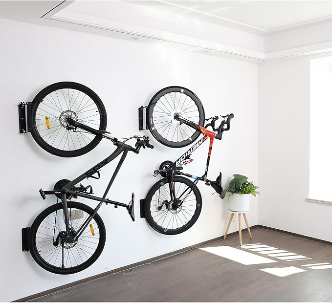 All Metal Bike Wall Mount Vertical, Swivel Bike Hangers For Garage, Bike Rack Garage Wall, Bicycle Hooks, Garden Indoor Outdoor Storage, All Metal (1Pack)