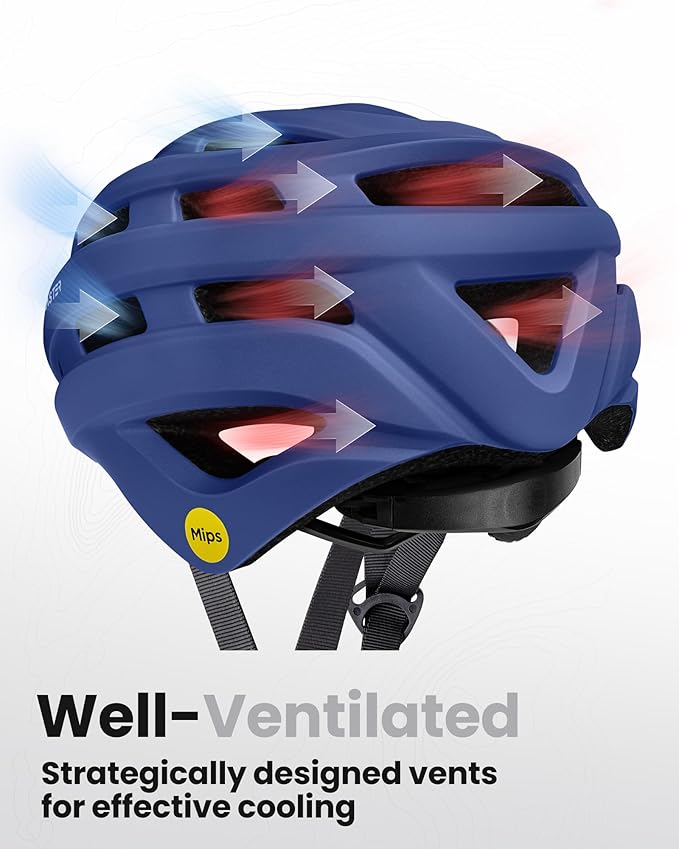 OutdoorMaster MIPS Bike Helmet for Adults-Two Removable Liners & Ventilation in Multi-Environment - Road Bicycle Helmets in Mountain, Motorway for Youth & Adult