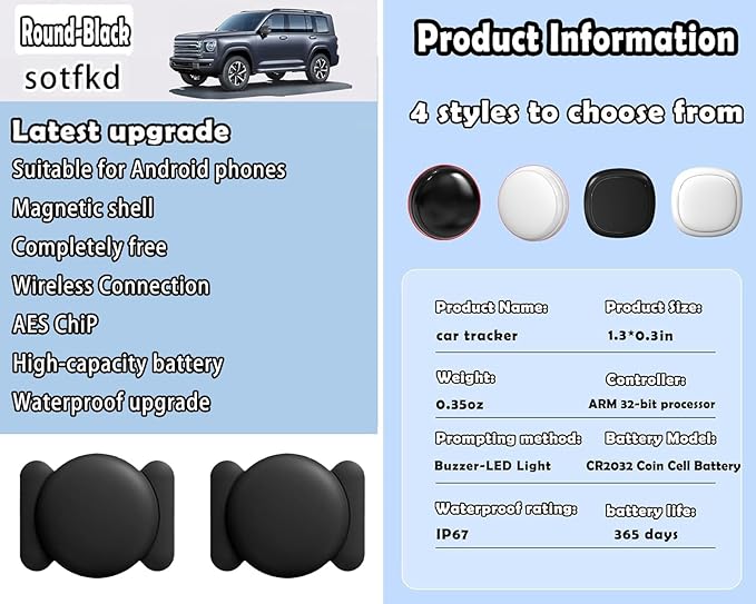 2 Pack GPS Tracker for Vehicles,Car Tracker Device Hidden,Tracker Device for Vehicles (Only Android) | Magnetic Shell | No Monthly Fee | Waterproof |Works with Google Find My Device