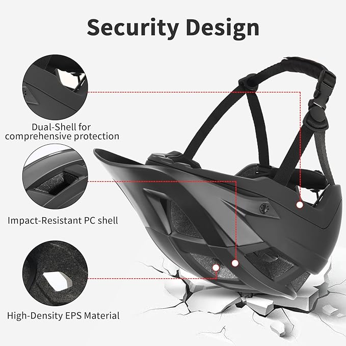 Mountain Bike Helmet for Adults - Dual Shell Lightweight MTB Bicycle Helmet Adjustable for Adults Men Women Youth