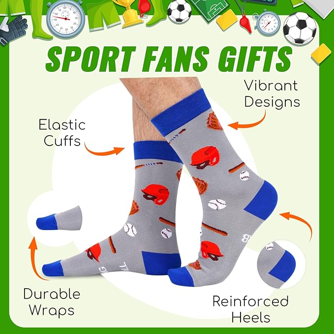 Zmart Sport Gifts for Men - Softball Basketball Volleyball Wrestling Plane Bike Socks