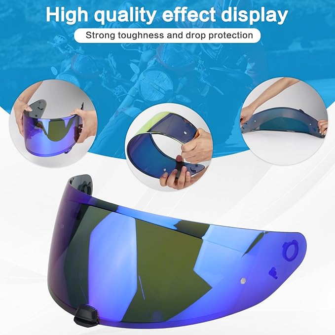 HJ-31 Shield Replacement Visor Fit for HJC i10 i70, Tinted Visor Motorcycle Helmet Visor Motorcycle Helmet Accessories (Blue)