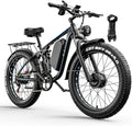 Electric Bike, Max 40-45MPH & 100 Miles, 5000W Peak Dual Motor Adult E-Bike, 52V 32Ah Battery Ebike, 24'' 26" Hydraulic Disc Brakes, Fat Tire All-Terrain Hunting Electric Bike, Full Suspension