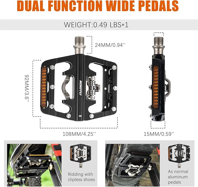 KOOTU 9/16" Bike Pedals,Flat Unicycles Bicycle Pedals, Non-Slip Aluminum Alloy Platform Cycling Pedals Sealed Bearing Pedals for MTB BMX Road Bike