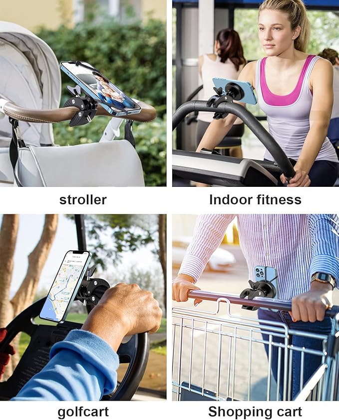 EWA Universal Magnetic Bike Phone Holder - 360° Rotating Motorcycle Handlebar Mount, Secure Grip with Silicone Bands, MagSafe Compatible for Indoor Cycling,Treadmill,Spin Bike,Elliptical