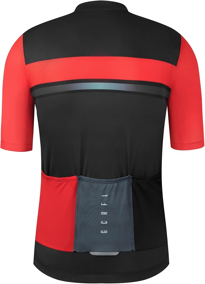 GCRFL Cycling Jersey Men Shorts Sleeves Road Bike Jersey Bicycle Tops Shirt, Zipper Pocket UPF 50+ Lightweight PRO Race Fit