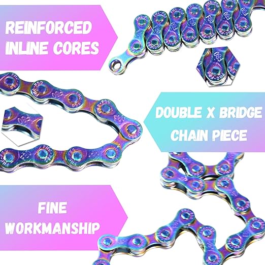 Rainbow 8 Speed Bike Chain, 1/2" x 3/32" 116 Links for Road Bike Mountain Bike (8 Speed Chain)