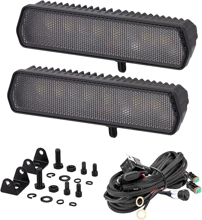 YCHOW-TECH 6 Inch LED Light Bar, 2PCS 120W Off Road Driving Fog Lights with Wiring Harness Kit Flood Diffusion Beam Backup Light LED Pods Bumper Work Lights for Truck Bike UTV ATV Boat
