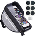 Bike Phone Front Frame Bag, Waterproof, Tube Case, Bicycle Phone Holder, Bike Handlebar Bag, Bicycle Accessories Compatible Cellphone Under 7.2”, Cycling Pouch with 6Pcs Glue-free Tire Patches