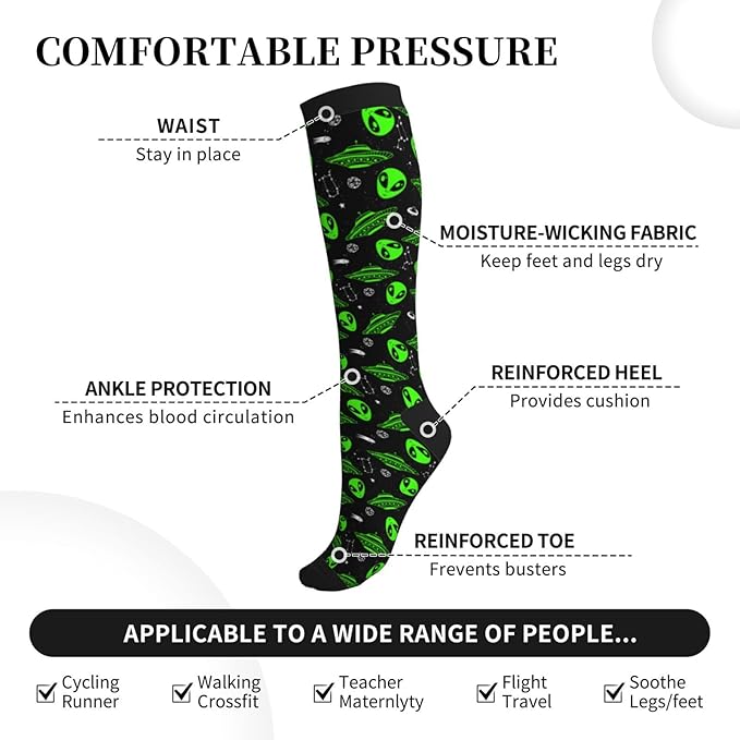 bassyil Compression Socks for Women & Men Circulation 15-20 mmHg Knee High Best Support for Nurses Travel Running Athletic
