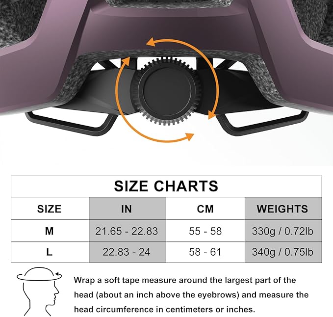 Bike Helmet, Helmets for Adults Men, Front and Back LED Lights Safe Certified MTB Road Bicycle Helmet with Adjustable Brim
