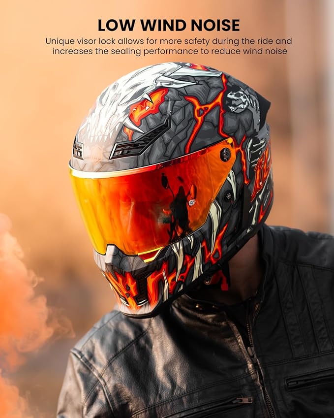 ILM Motorcycle Helmets for Adult Men Women Full Face DOT ECE Powersports Dual Visor Street Racing Helmet with Pinlock Cascos para Motos Model MF509 (Day1 Orange, M)