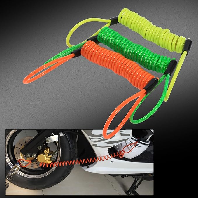 VGEBY Motorcycle Reminder Cable, Bike Alarm Disc Lock Antitheft Security Spring Reminder Coil Cable (Color : Yellow)