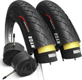 Fincci City 700x35c Bike Tire with 700c Bike Tube Schrader/Presta - 2er Foldable 700c Tires, 37-622 with 1 mm Puncture Resistant - Kevlar Road Bike Tires 28 inch for Touring, Hybrid, Electric Bicycles