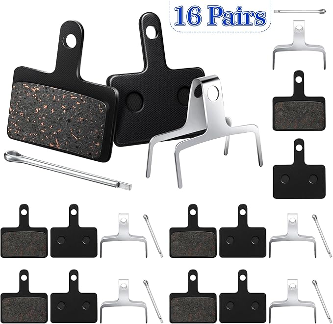 BBTO 16 Pairs Bike Brake Pads Disc Brake Pads with Installation Tools Bicycle Brake Pads for Ebike Mountain Bike