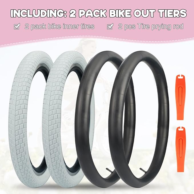 12/16/20x2.125 Bike Tires 1/2 Pack 12/16/20 Inch Kids Folding Replacement Tire/Tube Suitable for Tires 12/20x2.1 12/16/20x2. 125 12/20x2.25, Multiple Colors