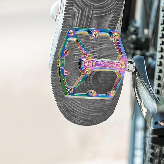 WOWSPORT MTB Pedals Mountain Bike Pedals Flat Lightweight Pedals with Anti-Skid Nails for Road Mountain BMX MTB Bike