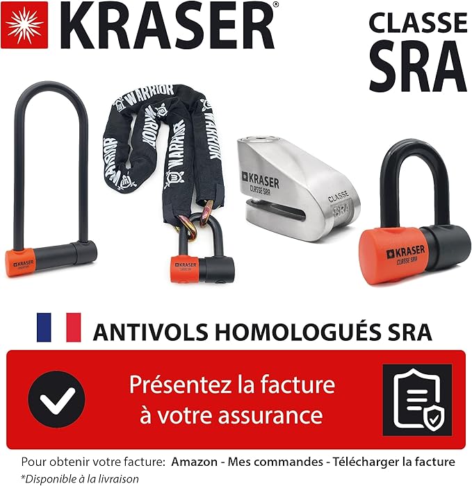 KRASER KR85S Robust U Lock, SRA Approved, High Security Tested, 85X120mm/3.34x4.72in ø18mm/0.7in Double Locking Shackle, Anti-Pick Lock, Anti Theft U Lock for Motorcycle, Scooter, Electric Bike