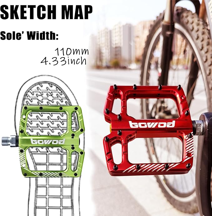 Bike Pedals 9/16" Lightweight Non-Slip Bicycle Platform Pedals - Fits Most Adult Bikes & Mountain Bikes &MTB, Road Bikes and Slip-Resistant Design