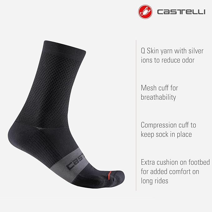 CASTELLI Espresso 15 Sock, Performance Cycling Apparel Sock with Arch Support & Cushion Pad