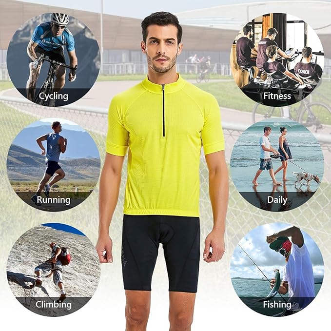 CATENA Men's Cycling Jersey Short Sleeve Shirt Running Top Moisture Wicking Workout Sports T-Shirt