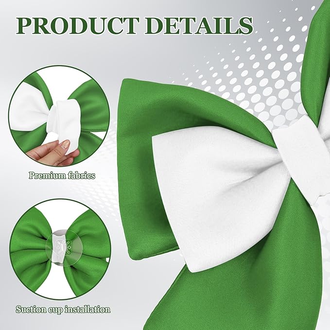 Bow Helmet Accessory, 8.07"x11.22" Stylish Motorcycle Helmet Bow Decoration for Women, Removable Cute Fashion Ribbon Bows Ornament for Motorcycle Scooter E-Bike Helmets (Green+White)