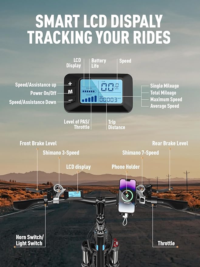 E·Bycco 34 MPH 70 Miles Long Range 1000W Electric Bike for Adults – 29" Tire 48V 17.5Ah Removable Battery, 21 Speed, Fast City Commuter Pedal Assist E-Bike for Snow Sand, E8