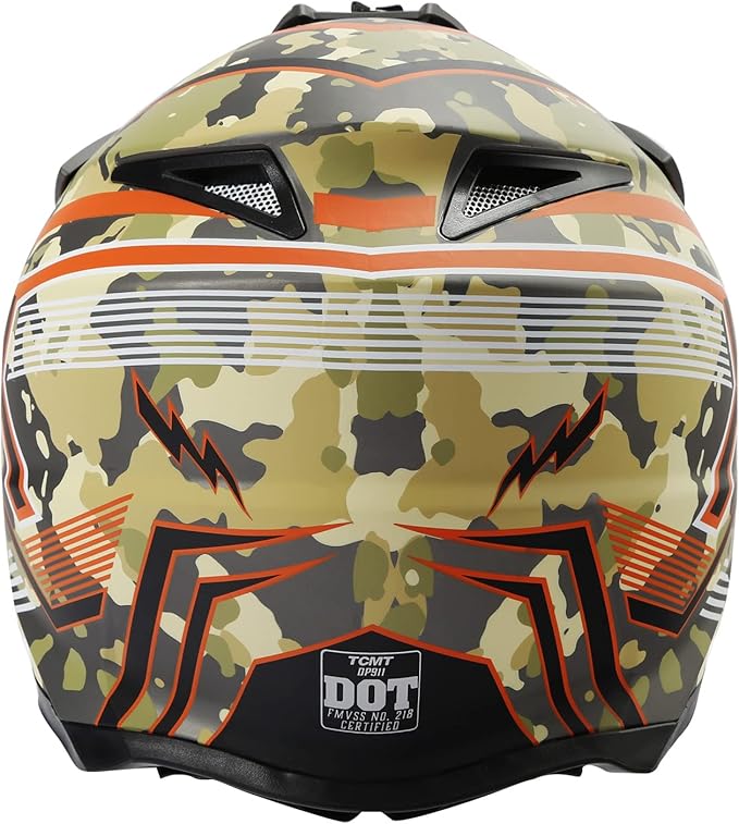 TCT-MOTORPARTS DOT Motorcycle Adult Full Face Helmet Camouflage Off Road Dirt Bike Motocross ATV MTB Helmet for Men Women Medium
