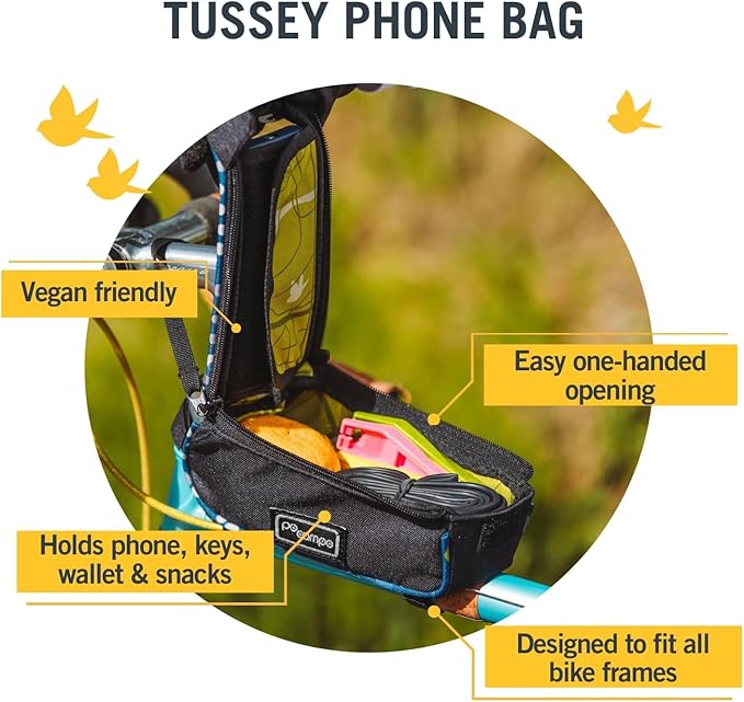 Po Campo Bike Phone Bag – Tussey Phone Holder for Bicycles – Top Tube Bag for Cycling - Waterproof Fabric Colorful Bike Pouch Storage for Women and Men (Waves)