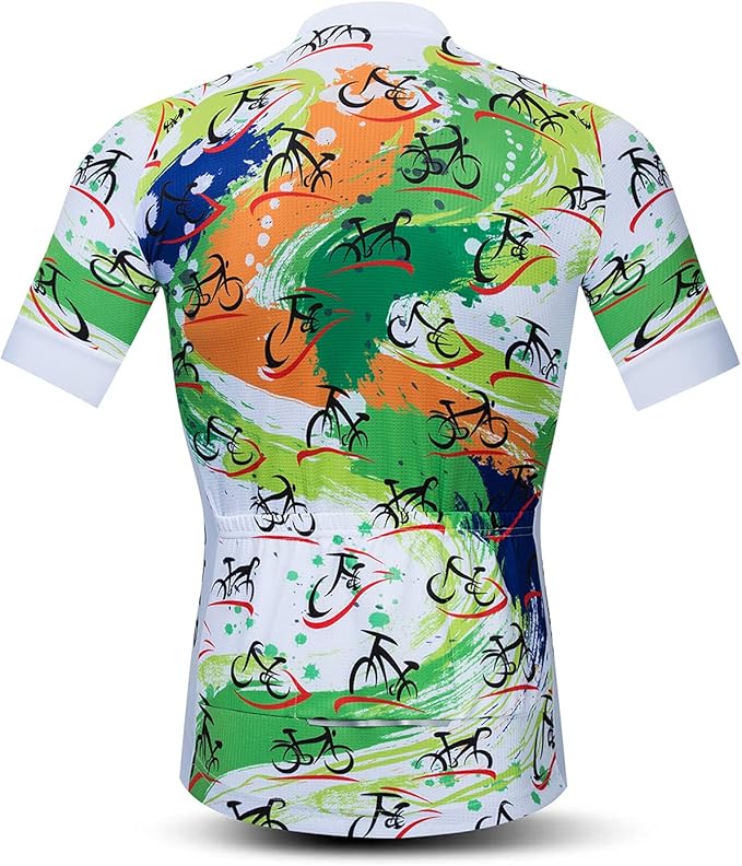 Men's Cycling Jerseys Tops Biking Shirts Short Sleeve Full Zipper Bike Clothing