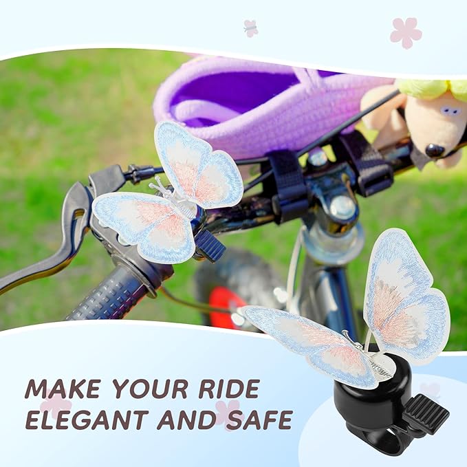 Kid's Bike Bell, Bicycle Horn for Girls, Children’s Bike Bells with Butterfly Design - Cute DIY Bicycle Bell for Girls, Crisp Sound, Easy to Install