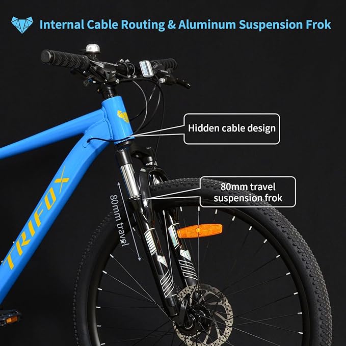 TRIFOX Aircraft-Grade Aluminum Alloy 26 Inch Mountain Bike with Shimano 21 Speed, Front Suspension Frok, Dual Disc Brakes, 15/17 Inch Frame for Men Women Boys and Girls