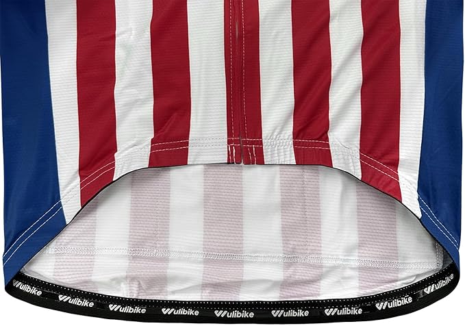 Lo.gas USA Cycling Jersey Men Short Sleeve Bike Biking Shirts American Flag Road Bicycle Clothing Full Zip with Pockets