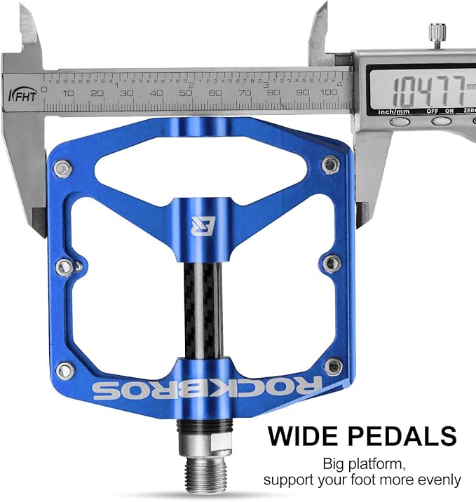 Rock BROS Mountain Bike Pedals Flat Bicycle Pedals 9/16 Lightweight Road Bike Pedals Carbon Fiber Sealed Bearing Flat Pedals for MTB