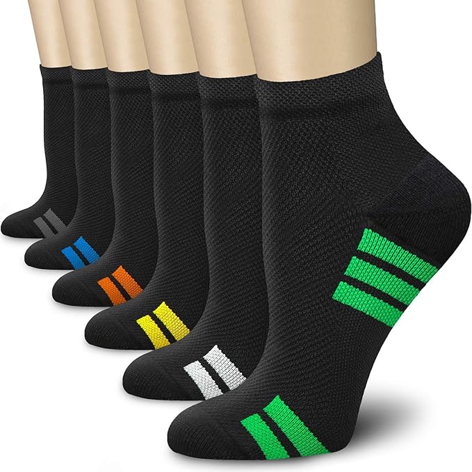 QUXIANG Compression Socks for Women & Men Circulation 3/6/7 Pairs Arch Ankle Support 15-20 mmHg Best for Running Cycling