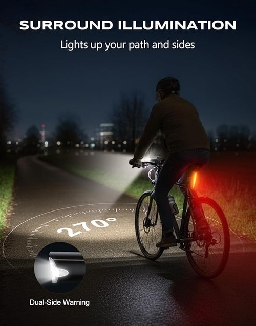 2026 New 1200LM Wide Angle Bike Lights for Night Riding, 3+5 Modes & IP65 Waterproof Bicycle Lights Front and Rear, Long-Lasting USB Rechargeable Towing Hitch Lights for Road Mountain Cycling