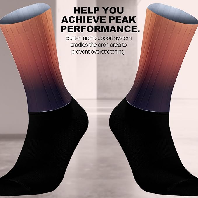 Cycling Socks Athletic Crew Socks Breathable Cushioned Compression Running Hiking Socks For Mens Womens