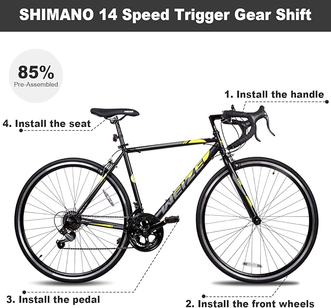 WEIZE Road Bike, 700C Wheel City Commuter Bicycle, 14 Speed Drop Bar, Racing Adult Bike with Caliper Brakes, High-Carbon Steel Hybrid Bikes, Urban Adult Bicycle for Men and Women