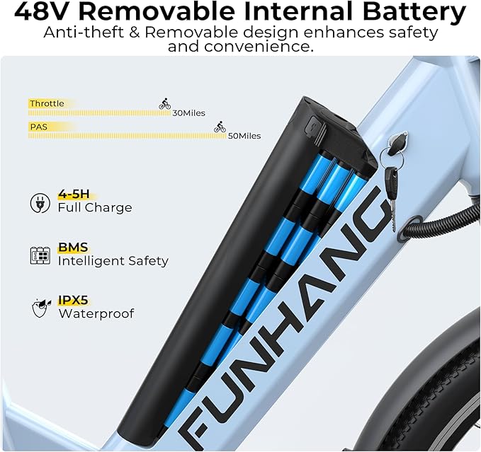 Electric Bike for Adults, 1000W Peak Ebike, 50Miles 21.7MPH Step Thru Electric Bicycle, 26" Commuter E Bikes with 48V Built-in Removable Battery, Adjustable Stem, 7-Speed, UL 2849 Certified