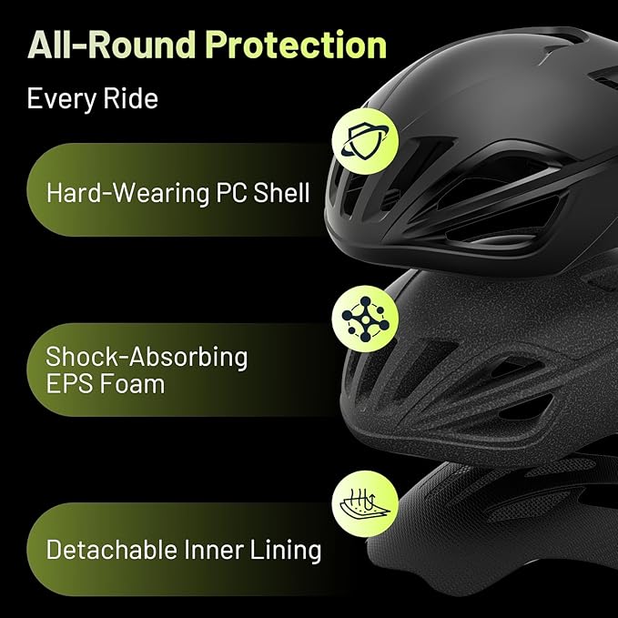 Favoto Adult Bike Helmet for Men & Women, Lightweight Cycling Helmet with Adjustable Fit, Sleek Streamlined Design, Road Commuter & Mountain Riding