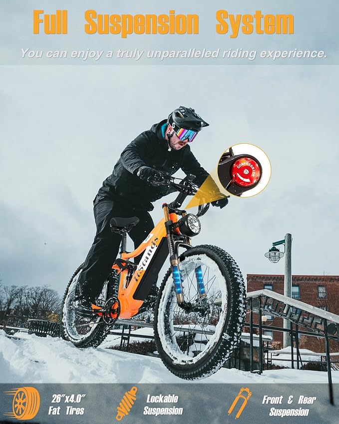 2026 Upgraded Dual Motors AWD Electric Bike for Adults 5000w/3000W/1500W Motor Dirt Ebike 40MPH/30MPH 52V/48V 30Ah/20Ah Battery Up to 90 Miles Long Range 26" Fat Tire Bicycle for Commute Mountains