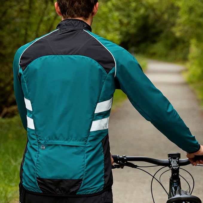 WOSAWE Men's High Visibility Cycling Wind Jacket Water Resistance Reflective Windbreaker