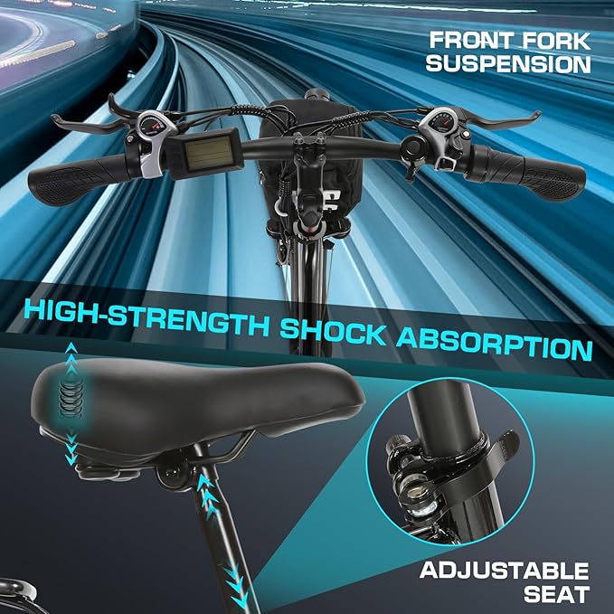 Vivi Electric Bike for Adults 1000W Peak Commuter Ebike, 26" Electric City Cruiser Bicycle 22MPH Ebikes for Adults with 48V Removable Battery, Up to 50 Miles, 7 Speed, SGS Certified to UL2849 | 750W Peak Motor, 22MPH, Up to 50 Miles, LCD-Display, Cruis...