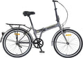 24" Folding City Bikes Steel Frame 7 Speed Folding Bikes,Lightweight Folding Bikes，Folding Commuter Bike for Adults/Men/Student，Bike with Rear Rack，Adjustable Stem，3 Colors